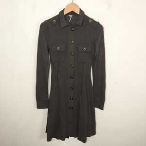 Free People Sweater Dress Fit Flare Button Up Cotton Modal